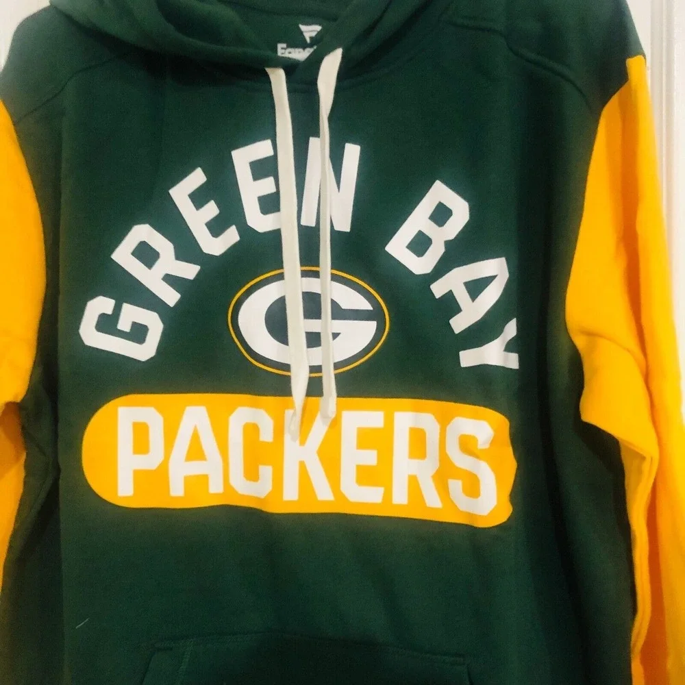 Fanatics Green Bay Packers NFL Hoodie Mens Large Green Gold Pullover Sweatshirt - Picture 4 of 8